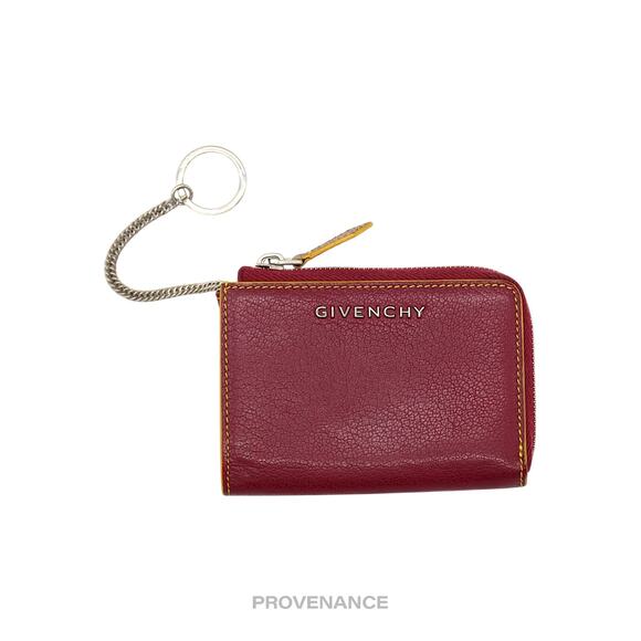 🔴 Givenchy Cles Zip Pouch Wallet - Red/Yellow Leather - Picture 1 of 11